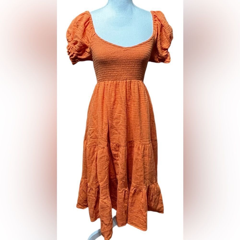 Opt Womens O.P.T. Smocked Maxi Dress tiered gauze